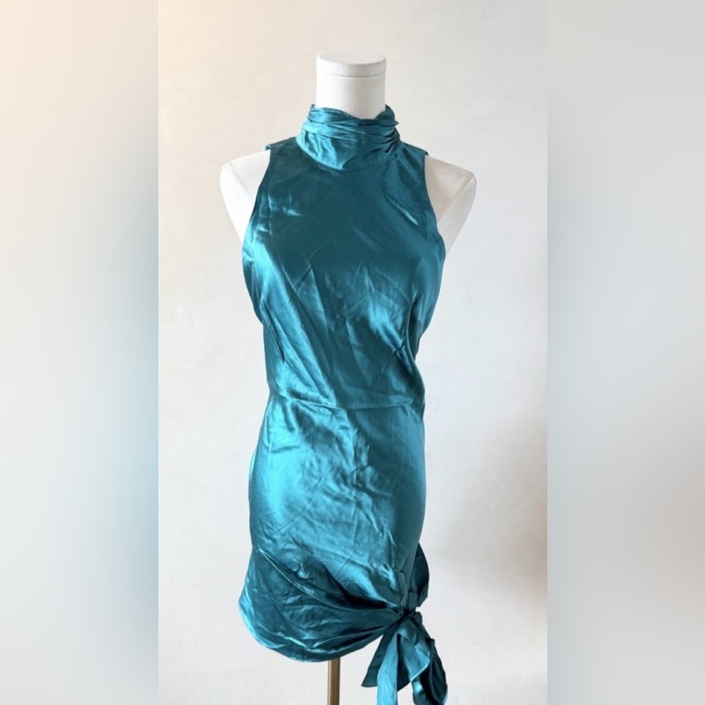 Cinq a Sept Turquoise Satin Tank Top